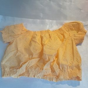 H&M Yellow Eyelet Crop Top